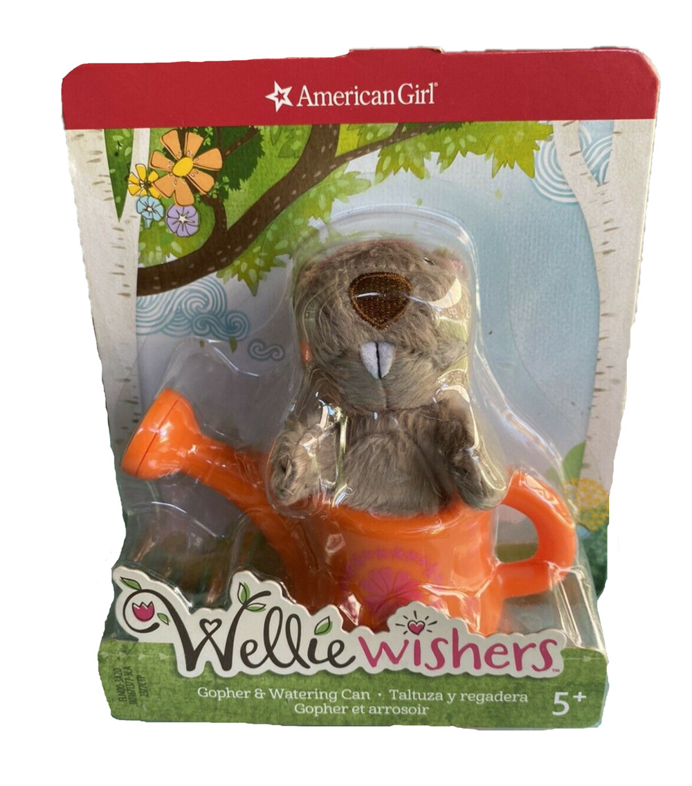 American Girl WellieWishers Gopher Watering Can Set Plush Animal Pet Norman New